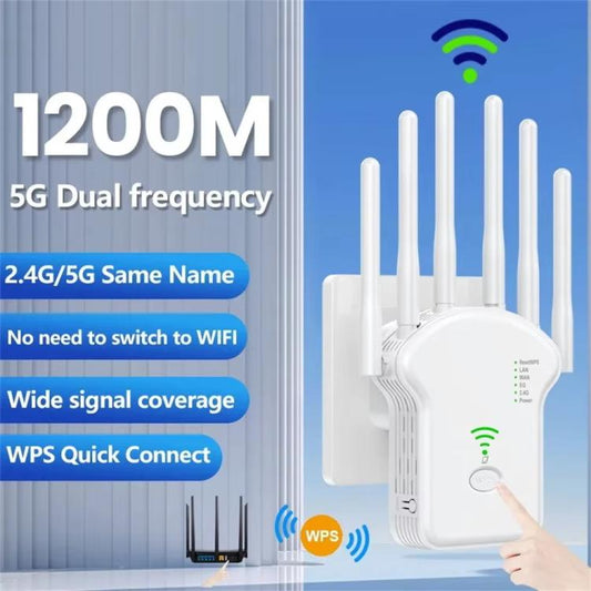 Urant U13 1200Mbps 2.4G/5G Dual Band WiFi Repeater Signal Amplifier US Plug Black - Broadband Amplifiers by Urant | Online Shopping UK | buy2fix