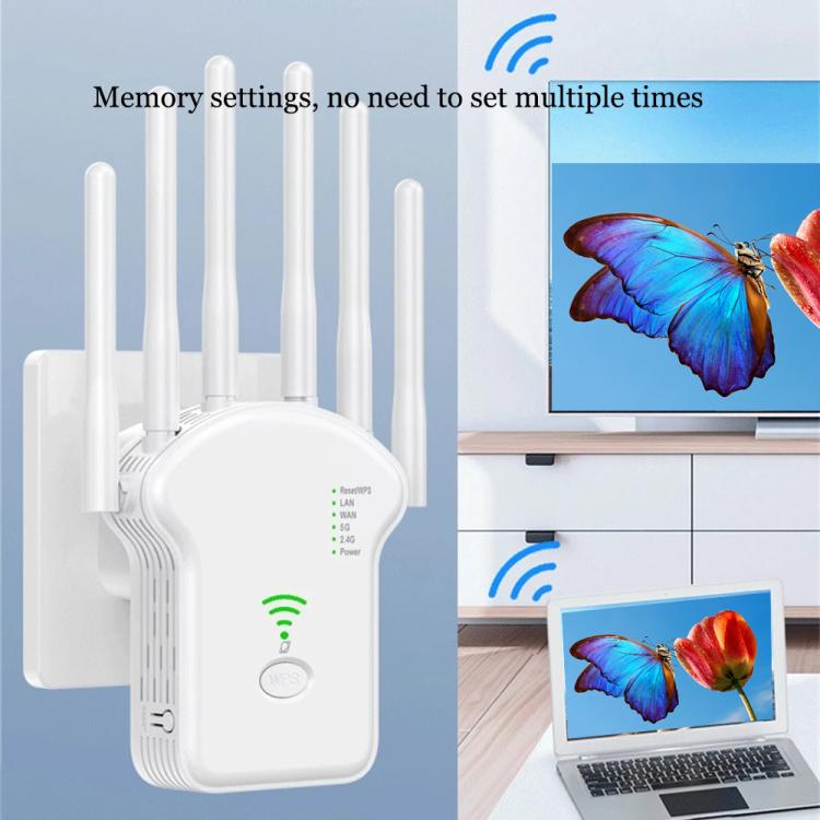 Urant U13 1200Mbps 2.4G/5G Dual Band WiFi Repeater Signal Amplifier US Plug Black - Broadband Amplifiers by Urant | Online Shopping UK | buy2fix