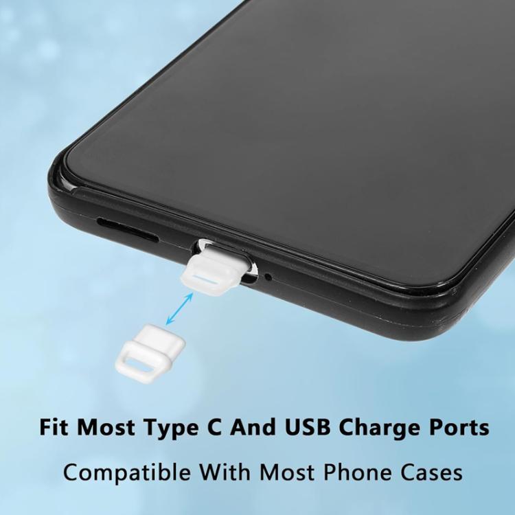 USB-C Charging Port Phone Dust Plug Lanyard Cleaning Brush Set(Black) - Anti-dust & Ear Caps by buy2fix | Online Shopping UK | buy2fix