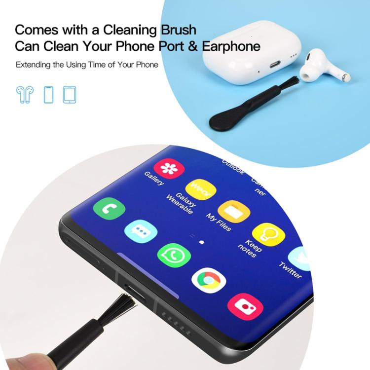 USB-C Charging Port Phone Dust Plug Lanyard Cleaning Brush Set(Black) - Anti-dust & Ear Caps by buy2fix | Online Shopping UK | buy2fix