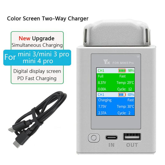 For DJI Mini 4 Pro / Mini 3 Pro / Mini 3 YX Color Screen Dual-way Charger Battery Manager Without Plug - Other by YX | Online Shopping UK | buy2fix