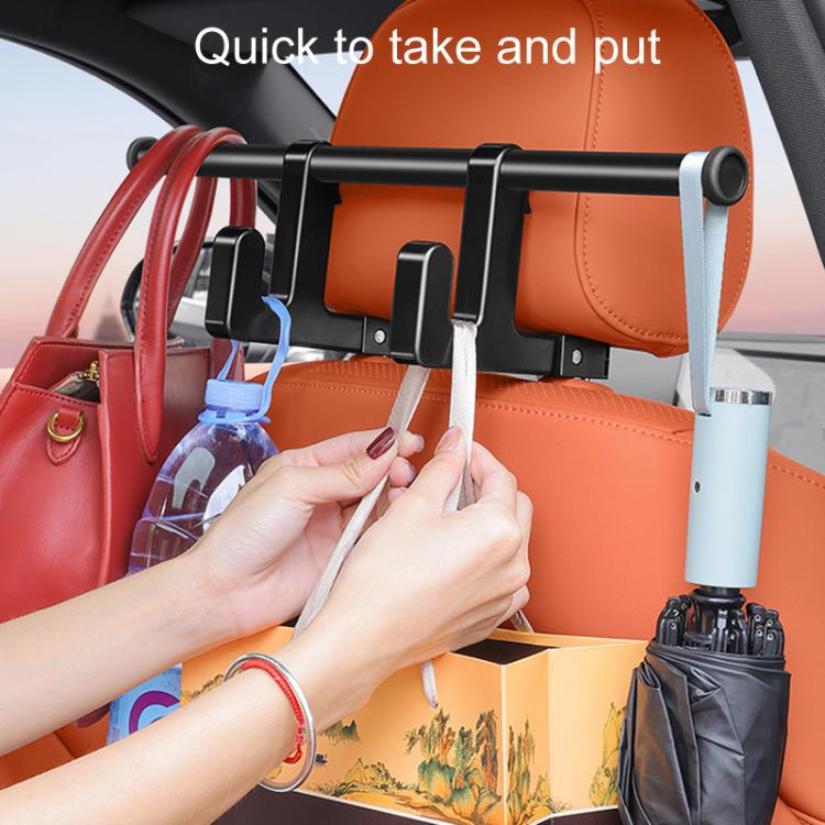 Universal Car Seat Back Double Hooks Umbrella Clothing Storage Rack(Black) by buy2fix