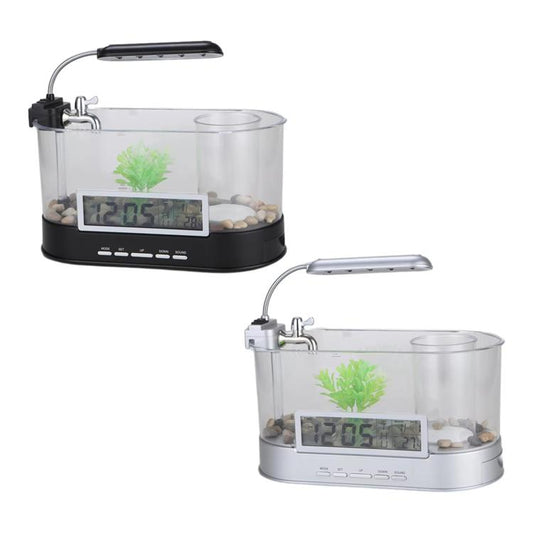 1.8L LED Light Desktop Water Flow Mini Fish Tank Home Turtle Tank Self-Circulating Aquarium(Black) - Fish Tanks & Accessories by buy2fix | Online Shopping UK | buy2fix