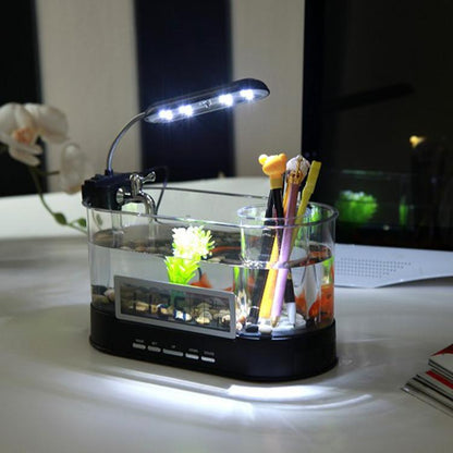1.8L LED Light Desktop Water Flow Mini Fish Tank Home Turtle Tank Self-Circulating Aquarium(White) - Fish Tanks & Accessories by buy2fix | Online Shopping UK | buy2fix