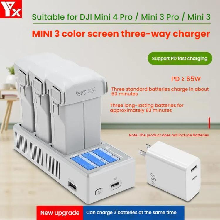For DJI Mini 4 Pro / Mini 3 Pro / Mini 3 YX Color Screen 3-Way Charger Battery Manager Without Plug - Other by YX | Online Shopping UK | buy2fix