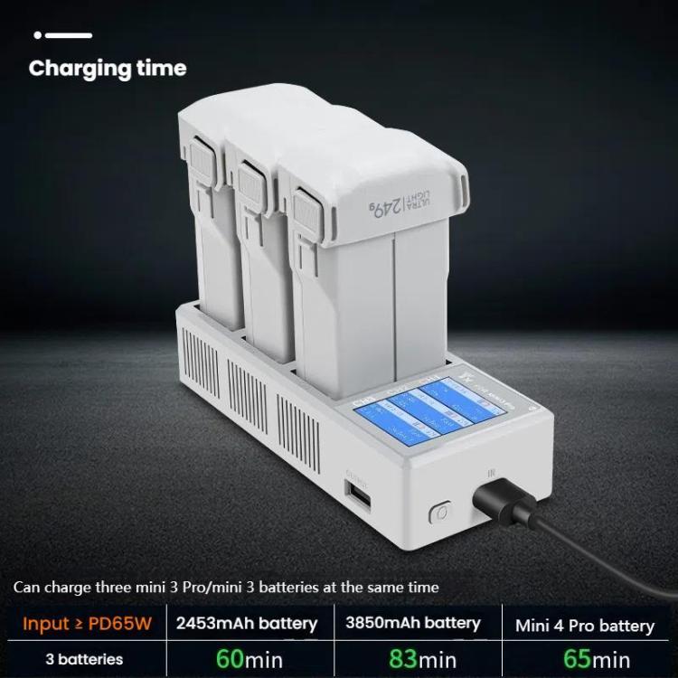 For DJI Mini 4 Pro / Mini 3 Pro / Mini 3 YX Color Screen 3-Way Charger Battery Manager Without Plug - Other by YX | Online Shopping UK | buy2fix