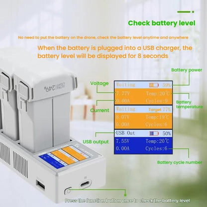 For DJI Mini 4 Pro / Mini 3 Pro / Mini 3 YX Color Screen 3-Way Charger Battery Manager With 65W EU Plug - Other by YX | Online Shopping UK | buy2fix
