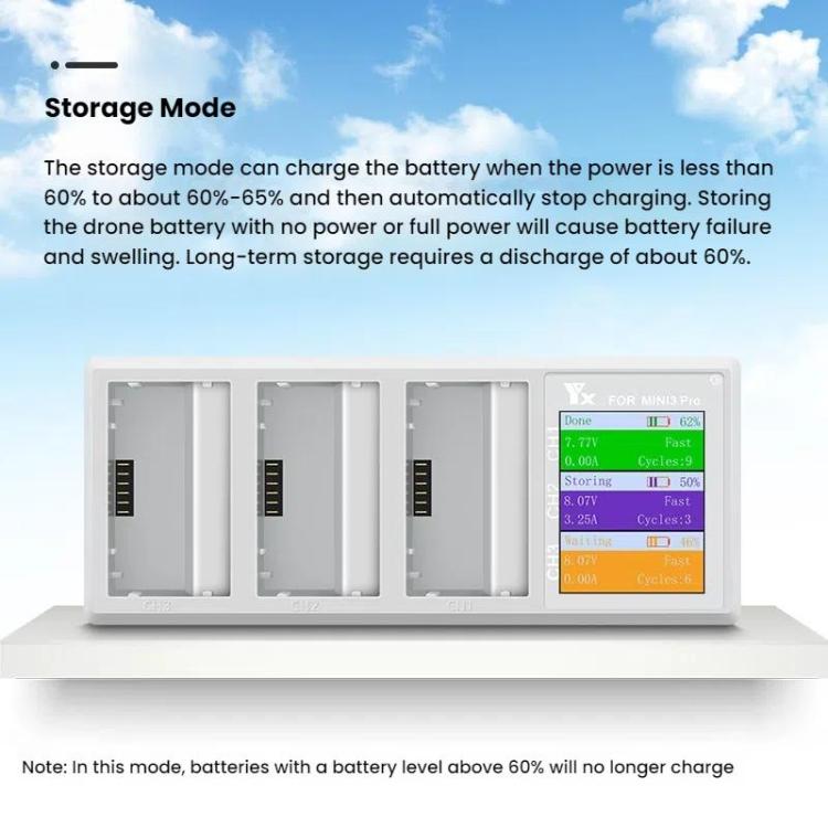 For DJI Mini 4 Pro / Mini 3 Pro / Mini 3 YX Color Screen 3-Way Charger Battery Manager Without Plug - Other by YX | Online Shopping UK | buy2fix