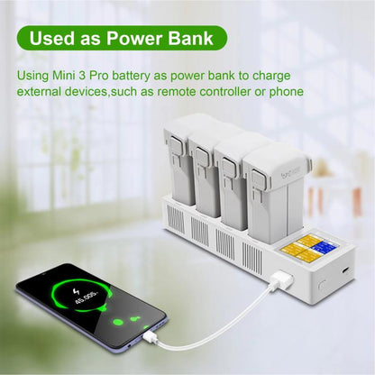 For DJI Mini 4 Pro / Mini 3 Pro / Mini 3 YX Four-Way Color Screen Charger Battery Manager(Light Gray) - Other by YX | Online Shopping UK | buy2fix
