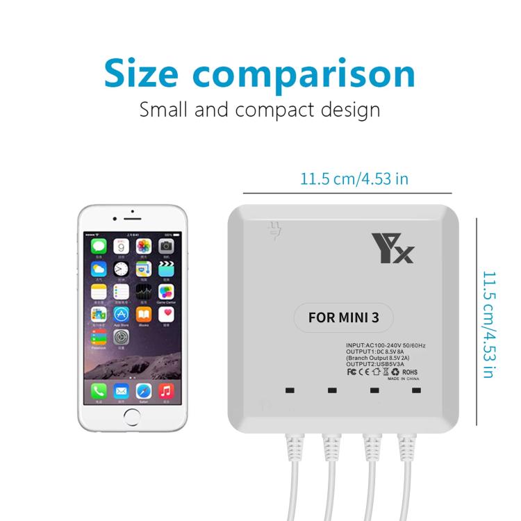 For DJI Mini 4 Pro / Mini 3 Pro / Mini 3 Drone YX 4-way Charger Battery Butler EU Plug - Other by YX | Online Shopping UK | buy2fix