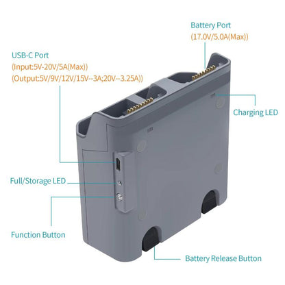For DJI Air 3S /Air 3 YX Two-Way Charger Battery Manager(Light Gray) - Other by YX | Online Shopping UK | buy2fix