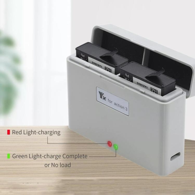 For DJI Action 3 / Action 4 Camera YX 2-Way Charger Battery Manager(Gray) - Cable & Charger by YX | Online Shopping UK | buy2fix
