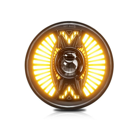 7 Inch Round Lens With Tangent Fan-Shaped Angel Eye Headlights(H4)