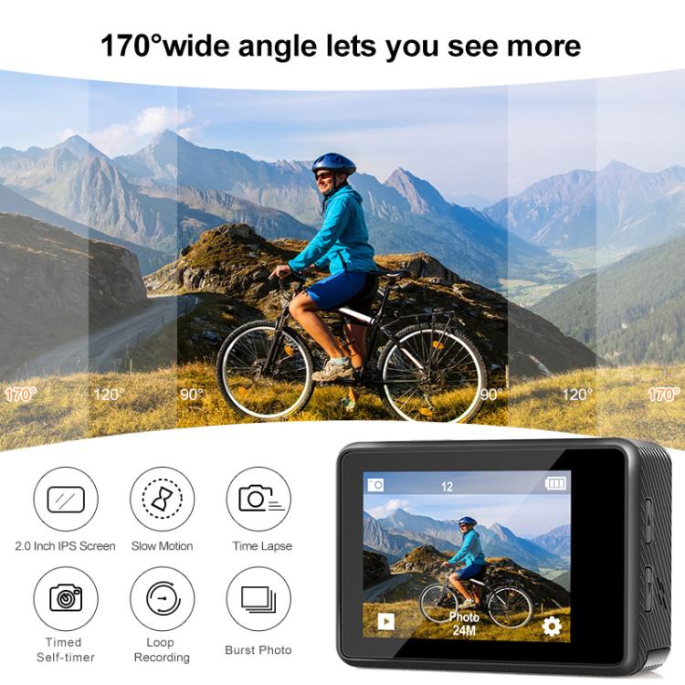 WIFI Wide-angle EIS Anti-shake Touch Color Dual-screen Remote Control Video Sports Camera(Q60TR) - Sports Camera by buy2fix | Online Shopping UK | buy2fix