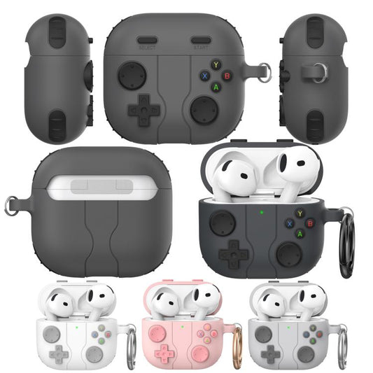 For AirPods 4 AhaStyle WG166 Personalised Game Console Shape Silicone Protective Case(Black) - For AirPods 4 by AhaStyle | Online Shopping UK | buy2fix