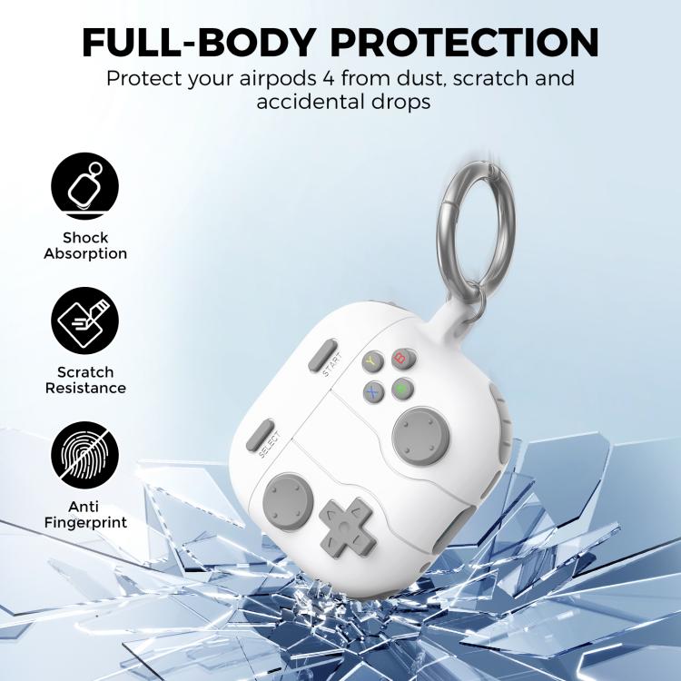 For AirPods 4 AhaStyle WG166 Personalised Game Console Shape Silicone Protective Case(Light Gray) - For AirPods 4 by AhaStyle | Online Shopping UK | buy2fix