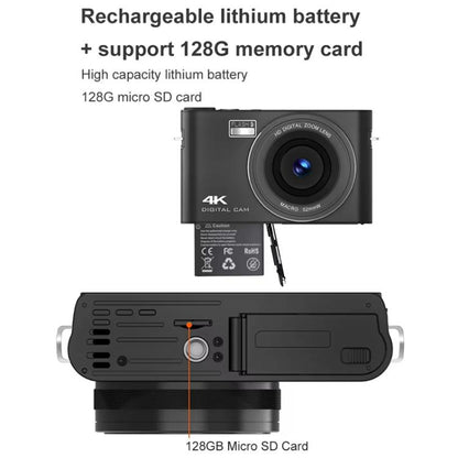 4K HD Touch Screen Digital Micro SLR Camera MP3 DSLR Camcorder 64MP Anti-Shake Vlogging Video Camera(White) - Video Cameras by buy2fix | Online Shopping UK | buy2fix