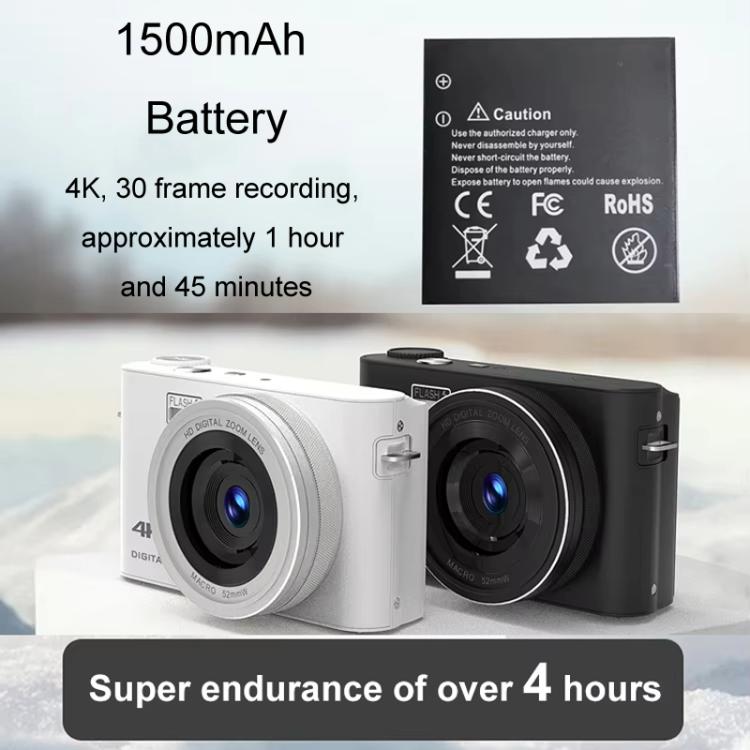 4K HD Touch Screen Digital Micro SLR Camera MP3 DSLR Camcorder 64MP Anti-Shake Vlogging Video Camera(White) - Video Cameras by buy2fix | Online Shopping UK | buy2fix
