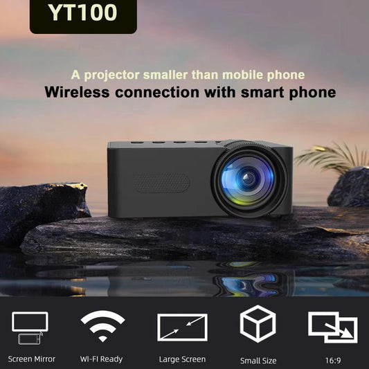 YT100 Suppor 1080P Mini Portable Projector WiFi Wireless Mirroring For IOS Android Smartphone(White) - Mini Projector by buy2fix | Online Shopping UK | buy2fix