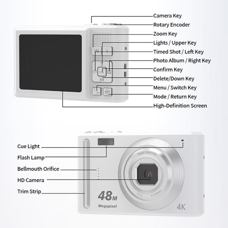 DC03H 2.4-Inch 16X Digital Zoom Electronic Image Stabilization 4K HD Digital Camera(White) - Children Cameras by buy2fix | Online Shopping UK | buy2fix