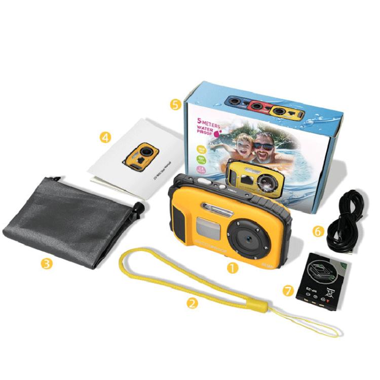 IP68 5m Waterproof Sports Digital Camera Kids Student DV Camera(Yellow) - Video Cameras by buy2fix | Online Shopping UK | buy2fix