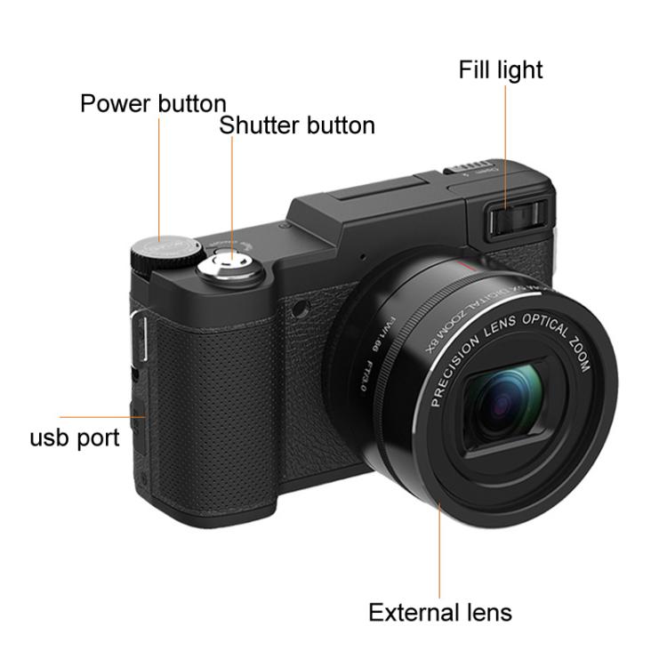 Micro SLR 5X Optical Zoom / 8X Digital Zoom Digital Camera 48MP HD Shooting VCR Photo Camera(Black) - Video Cameras by buy2fix | Online Shopping UK | buy2fix