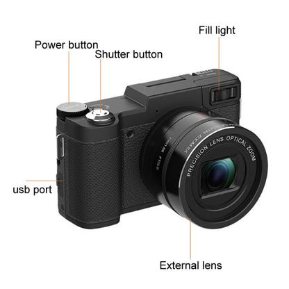 Micro SLR 5X Optical Zoom / 8X Digital Zoom Digital Camera 48MP HD Shooting VCR Photo Camera(Black) - Video Cameras by buy2fix | Online Shopping UK | buy2fix