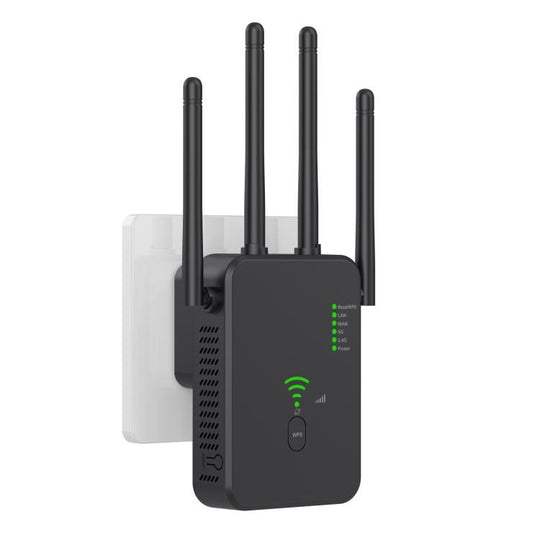 Urant U10 1200Mbps 2.4G & 5.8G Wireless Repeater WiFi Signal Amplifier With 4 Antenna UK Plug Black