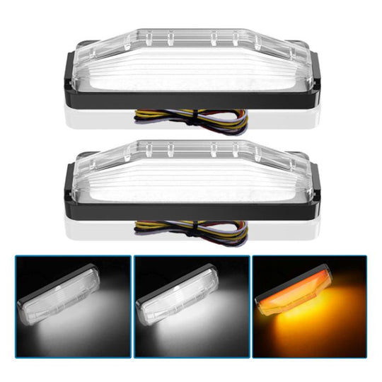 2pcs 28LED Bi-Color High Brake Tail Lights Turn Signal Lights For Sweeper / RV / Van / Truck Modification(White Shell White+Yellow Light)