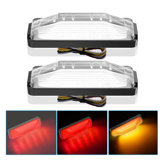 2pcs 28LED Bi-Color High Brake Tail Lights Turn Signal Lights For Sweeper / RV / Van / Truck Modification(White Shell Red+Yellow Light)