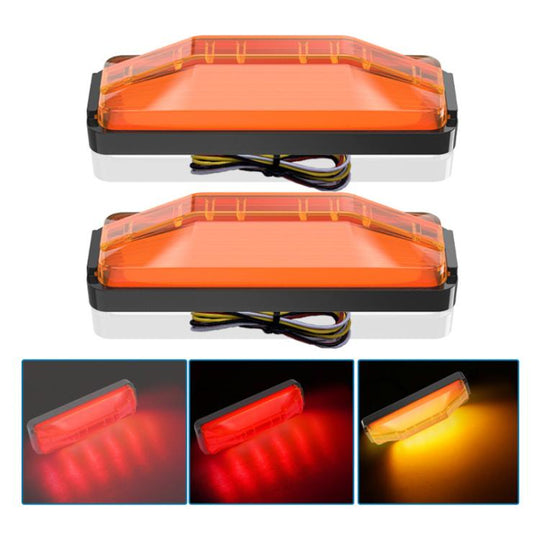 2pcs 28LED Bi-Color High Brake Tail Lights Turn Signal Lights For Sweeper / RV / Van / Truck Modification(Yellow Shell Red+Yellow Light)