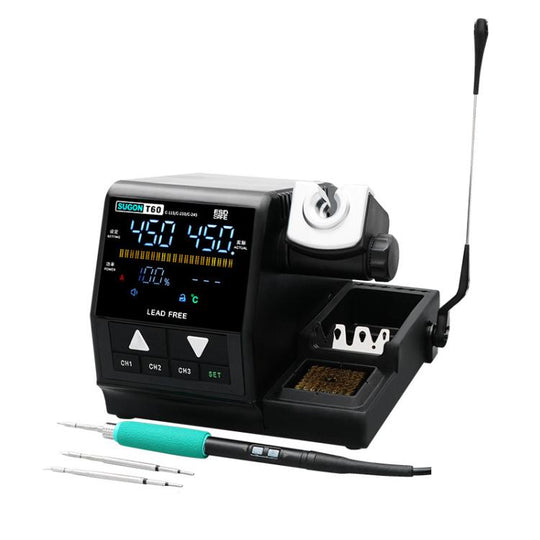 SUGON T60+210 Handle+I/K/IS Tips x 3 Precision Soldering Station Soldering Iron Set Cell Phone Repair Soldering Tool(EU Plug)