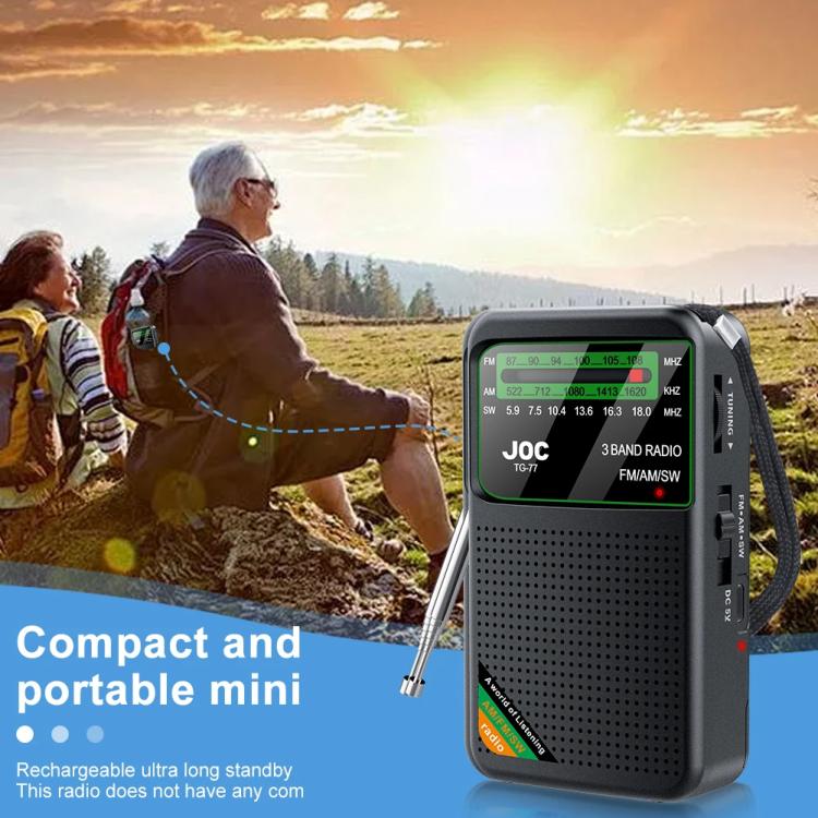 JOC TG-77 Mini FM / AM / SW Portable Full-Band Full-Channel Radio(Gold) - Radio Player by JOC | Online Shopping UK | buy2fix