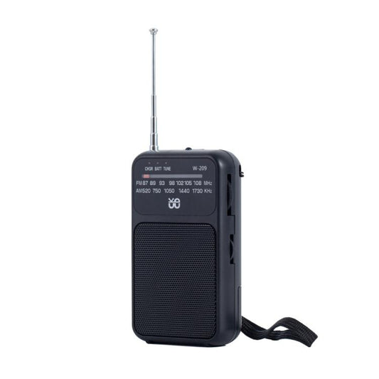 W-209 Mini Portable Rechargeable / Battery Dual-mode Powered Pointer FM Radio with Flashlight(Black) - Radio Player by buy2fix | Online Shopping UK | buy2fix