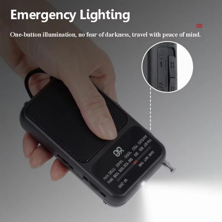 W-209 Mini Portable Rechargeable / Battery Dual-mode Powered Pointer FM Radio with Flashlight(White) - Radio Player by buy2fix | Online Shopping UK | buy2fix