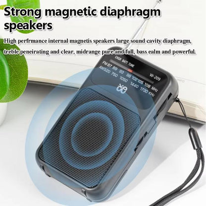 W-209 Mini Portable Rechargeable / Battery Dual-mode Powered Pointer FM Radio with Flashlight(Black) - Radio Player by buy2fix | Online Shopping UK | buy2fix