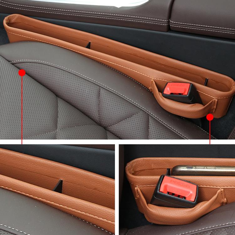 4207 1pair Universal Car Gap Storage Box Interior Decoration Supplies Car Storage Box(Beige) by buy2fix