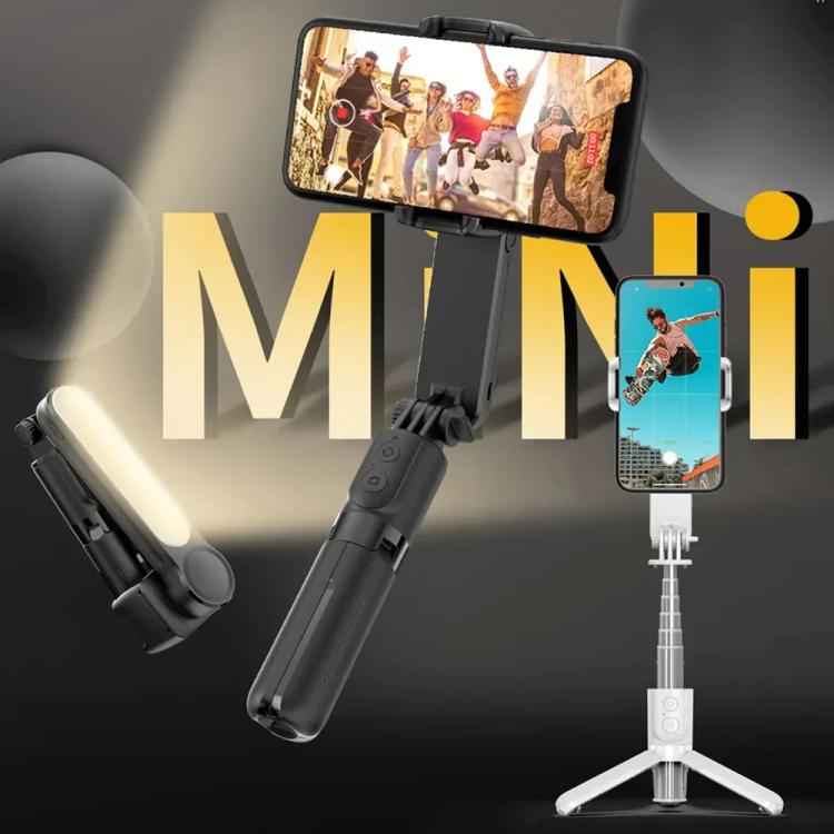 L09 Mini Handheld Folding Anti-shake Stabilizer Bluetooth Beauty Fill Light Selfie Stick(White) - Selfie Sticks by buy2fix | Online Shopping UK | buy2fix