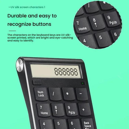 2.4G Dual-Mode Display Digital Keypad Cashier Office Computer Rechargeable Wireless Keyboard - Mini Keyboard by buy2fix | Online Shopping UK | buy2fix
