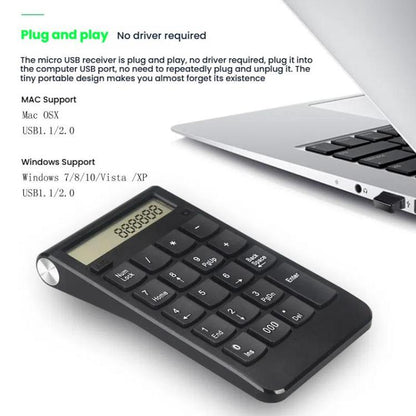 2.4G Dual-Mode Display Digital Keypad Cashier Office Computer Rechargeable Wireless Keyboard - Mini Keyboard by buy2fix | Online Shopping UK | buy2fix