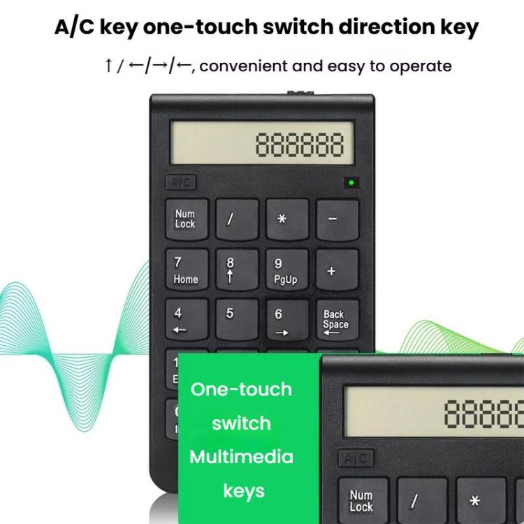 2.4G Dual-Mode Display Digital Keypad Cashier Office Computer Rechargeable Wireless Keyboard - Mini Keyboard by buy2fix | Online Shopping UK | buy2fix
