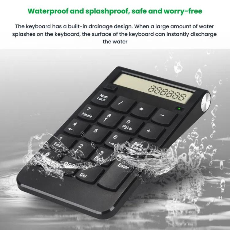 2.4G Dual-Mode Display Digital Keypad Cashier Office Computer Rechargeable Wireless Keyboard - Mini Keyboard by buy2fix | Online Shopping UK | buy2fix