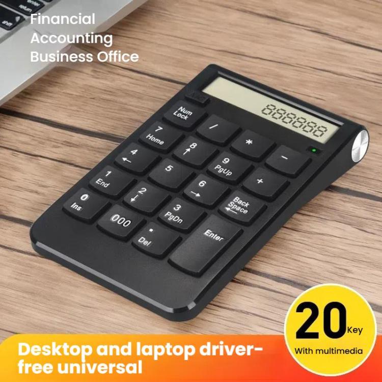 2.4G Dual-Mode Display Digital Keypad Cashier Office Computer Rechargeable Wireless Keyboard - Mini Keyboard by buy2fix | Online Shopping UK | buy2fix