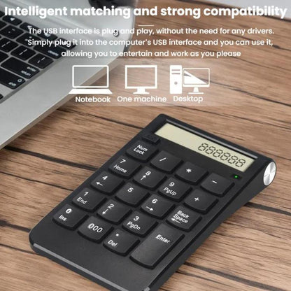 2.4G Dual-Mode Display Digital Keypad Cashier Office Computer Rechargeable Wireless Keyboard - Mini Keyboard by buy2fix | Online Shopping UK | buy2fix