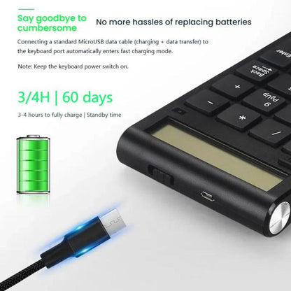 2.4G Dual-Mode Display Digital Keypad Cashier Office Computer Rechargeable Wireless Keyboard - Mini Keyboard by buy2fix | Online Shopping UK | buy2fix