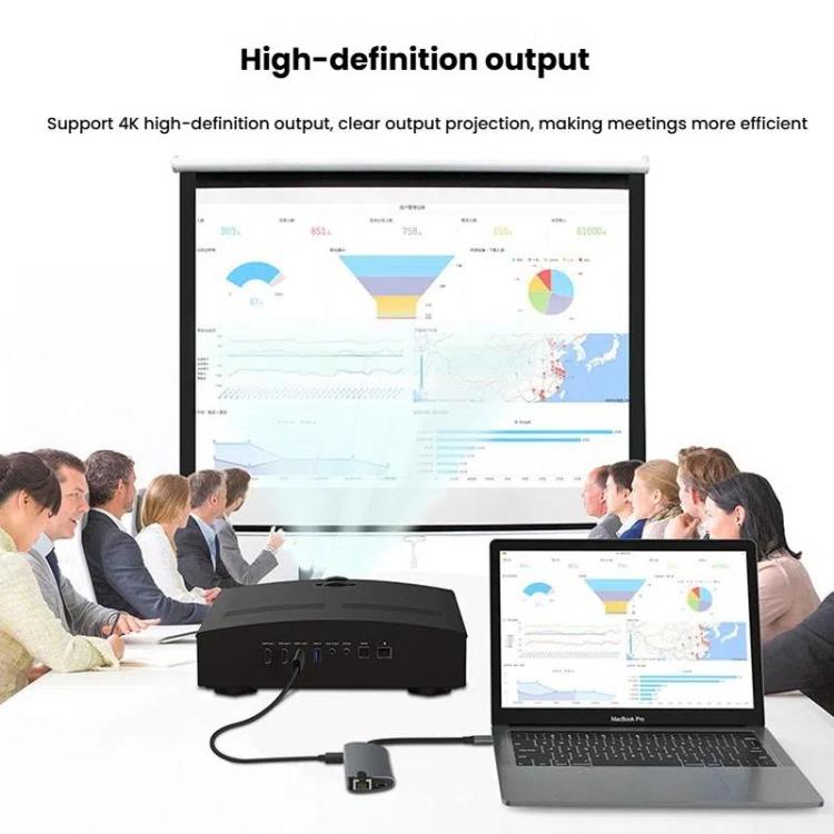 8-In-1 USB-C/Type-C Gigabit Ethernet Port Docking Station Hub HDMI 4K 30Hz - HUB with Lan adapter by buy2fix | Online Shopping UK | buy2fix