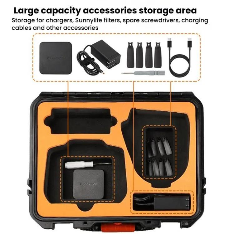 For DJI Flip Sunnylife AQX-19 Waterproof Storage Protective Suitcase Aerial Camera Smooth Flying Kit Bag(Black) - Other by Sunnylife | Online Shopping UK | buy2fix