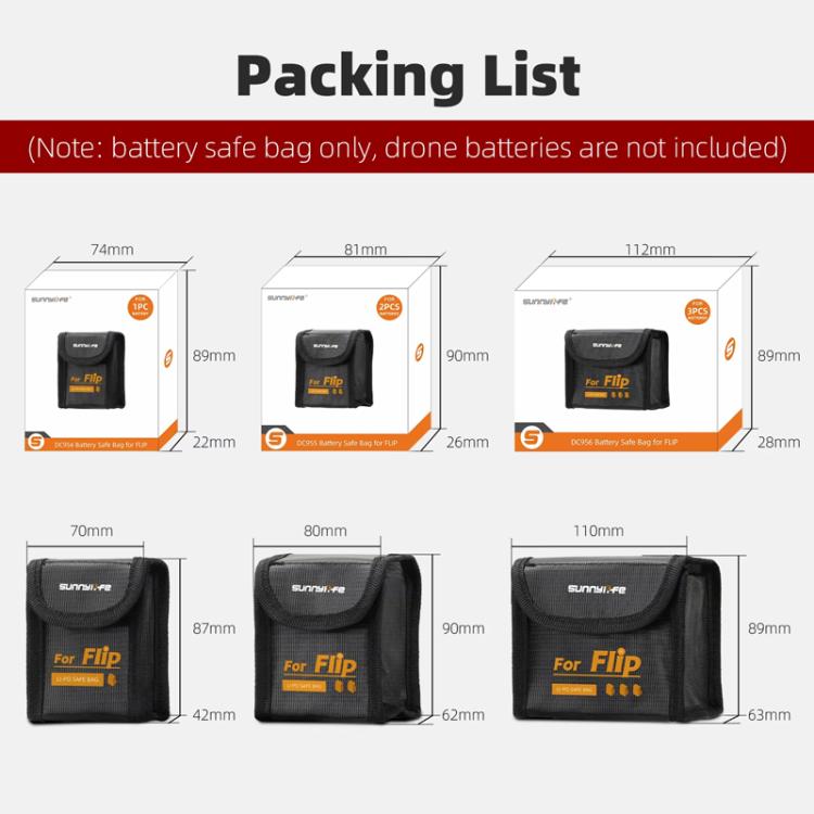 For DJI Flip Sunnylife Battery Explosion Proof Bag Li-ion Safety Storage Bag Flame Retardant Protective Bag Large (For 2 Batteries) - Other by Sunnylife | Online Shopping UK | buy2fix