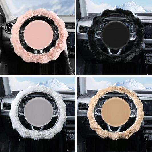 38cm Plush Soft Warm Car Steering Wheel Cover Without Inner Ring(Light Gray) - Steering Wheel Accessories by buy2fix | Online Shopping UK | buy2fix