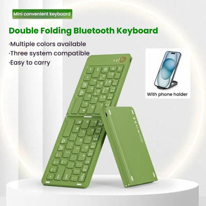 B023 Two Folding Portable Mini Wireless Bluetooth Keyboard Cell Phone Laptop Notebook Office Keyboard(Green) - Mini Keyboard by buy2fix | Online Shopping UK | buy2fix